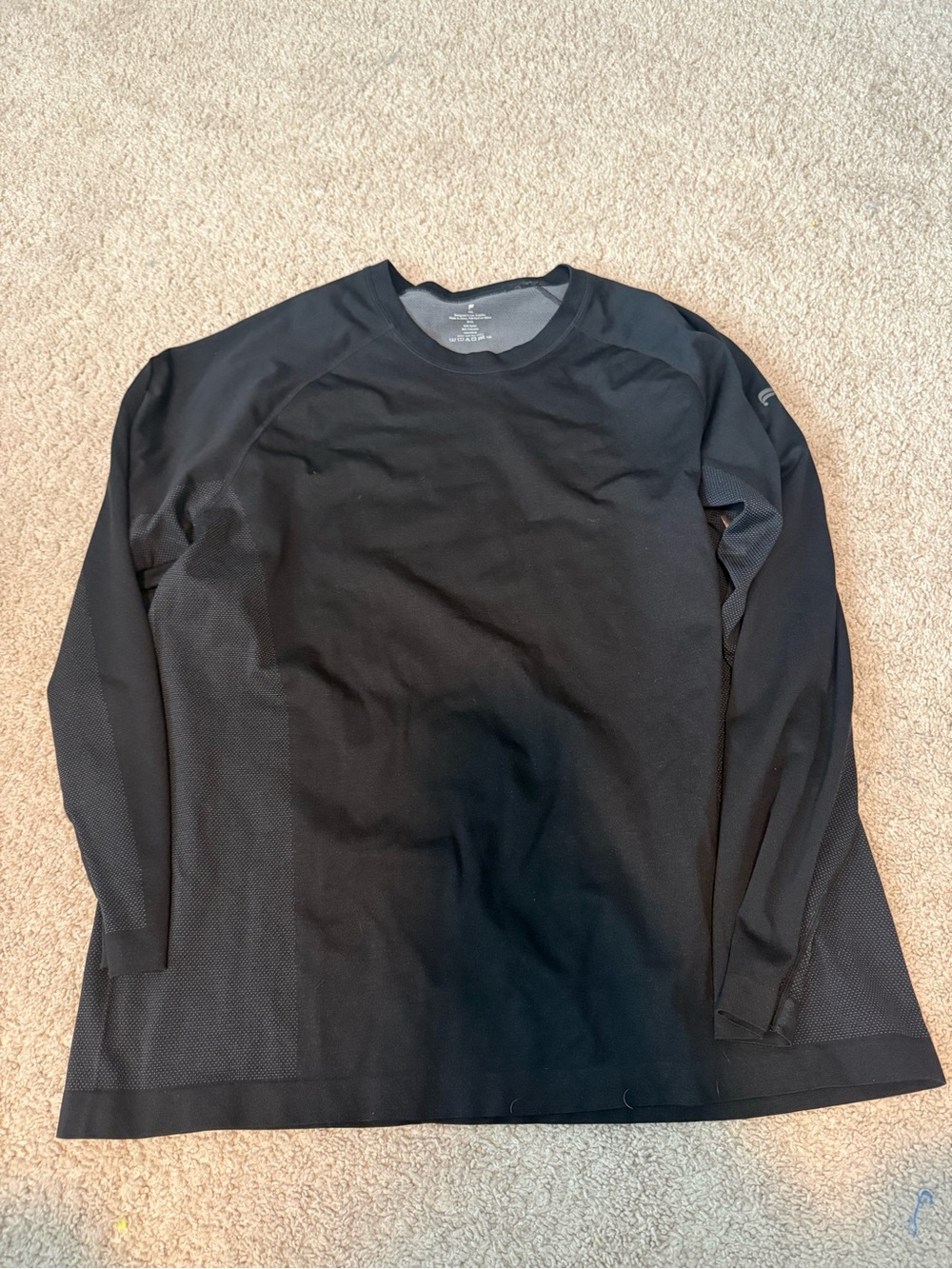 Fabletics Men's Black Long-Sleeve Training Day Crew Tee
